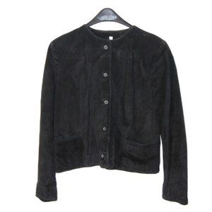 TALBOTS Vintage Long Sleeve, Button Down, Genuine Suede Jacket Size 10 ~ Black